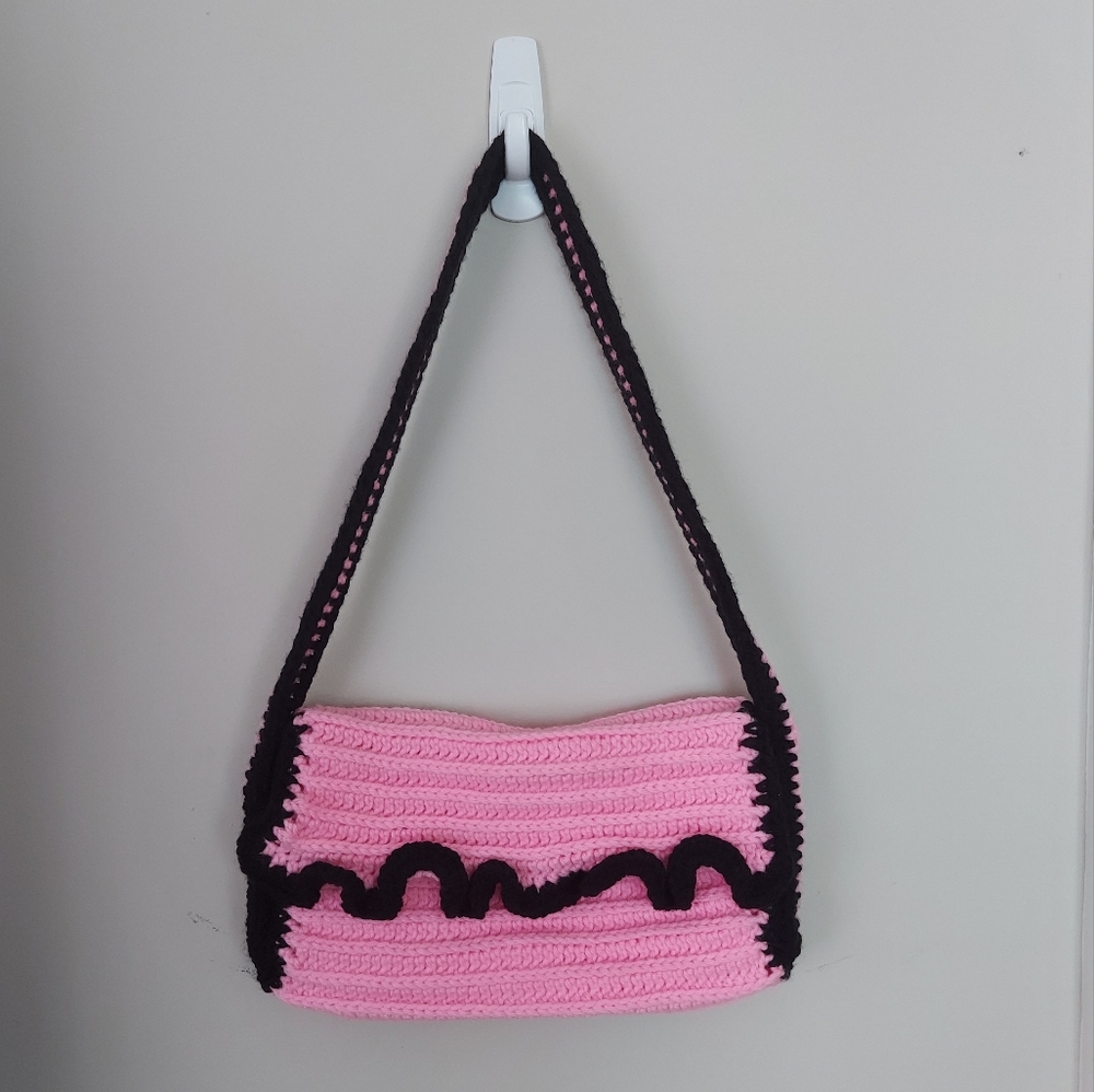 Brand New Handmade Pink and Black Crochet Purse